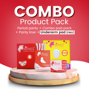 Period panty + Combo pad pack + Panty liner + Underarm pad (Free)